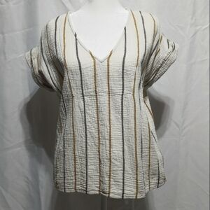 Madewell Lightspun Westing Shirt in Stripe Size XS White/Gray/Yellow